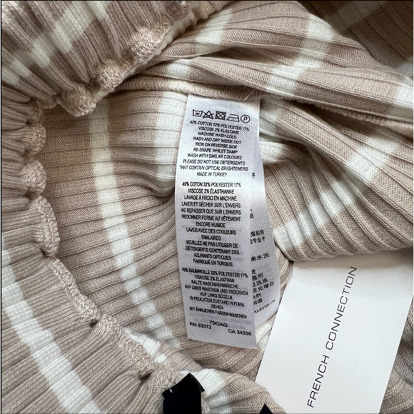 French Connection Tommy Short Womens XS Extra Small Beige Ribbed Knit Striped - Picture 6 of 9